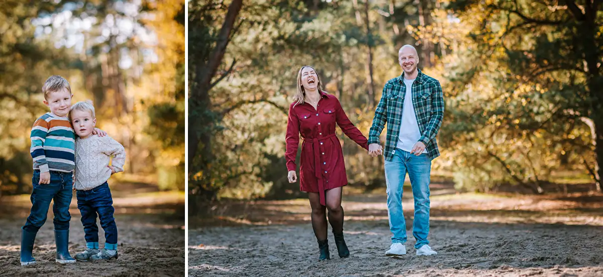Fotoshoot in de herfst van gezin bij de Katjeskelder in Oosterhout.