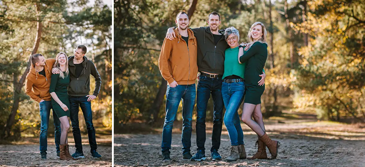 Een fotoshoot van een gezin in de natuur bij de Katjeskelder in Oosterhout.