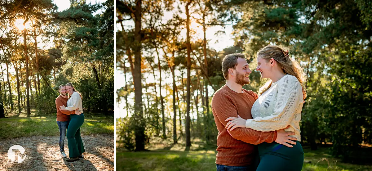 Loveshoot bij zonsondergang in regio Waalwijk